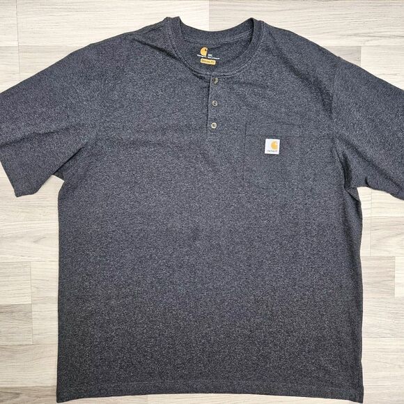 CARHARTT Shirt Mens Gray Henley Original Fit Pocket Tshirt Size 2XL - Picture 1 of 7